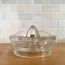 Load image into Gallery viewer, Vintage Pressed Clear Glass Citrus Juice Reamer w/ Horizontal Rib Design, Finger Handle, Anchor Hocking, USA
