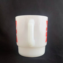 Load image into Gallery viewer, Vintage Fire-King D-Handle Milk Glass Mug w/ Red Flower Graphic, Anchor Hocking Glass Company, USA
