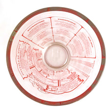 Load image into Gallery viewer, This iconic vintage mid-century glass cocktail shaker features 15 classic cocktail recipes in vivid red, accented with fruits, cocktail graphics, a measuring scale in both ounces and litres, topped with a chrome lid. Crafted by Irvinware, USA 1970s. Reclaim the pleasure of being your home&#39;s star bartender...no Googling required!

In excellent condition, no chips or wear.

Measures 3 1/2 x 9 1/4 inches

Capacity 24 ounces or .710 litres
