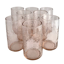 Load image into Gallery viewer, Anchor Hocking Brockhill rosewater pink glasses showing hammered surface detail
