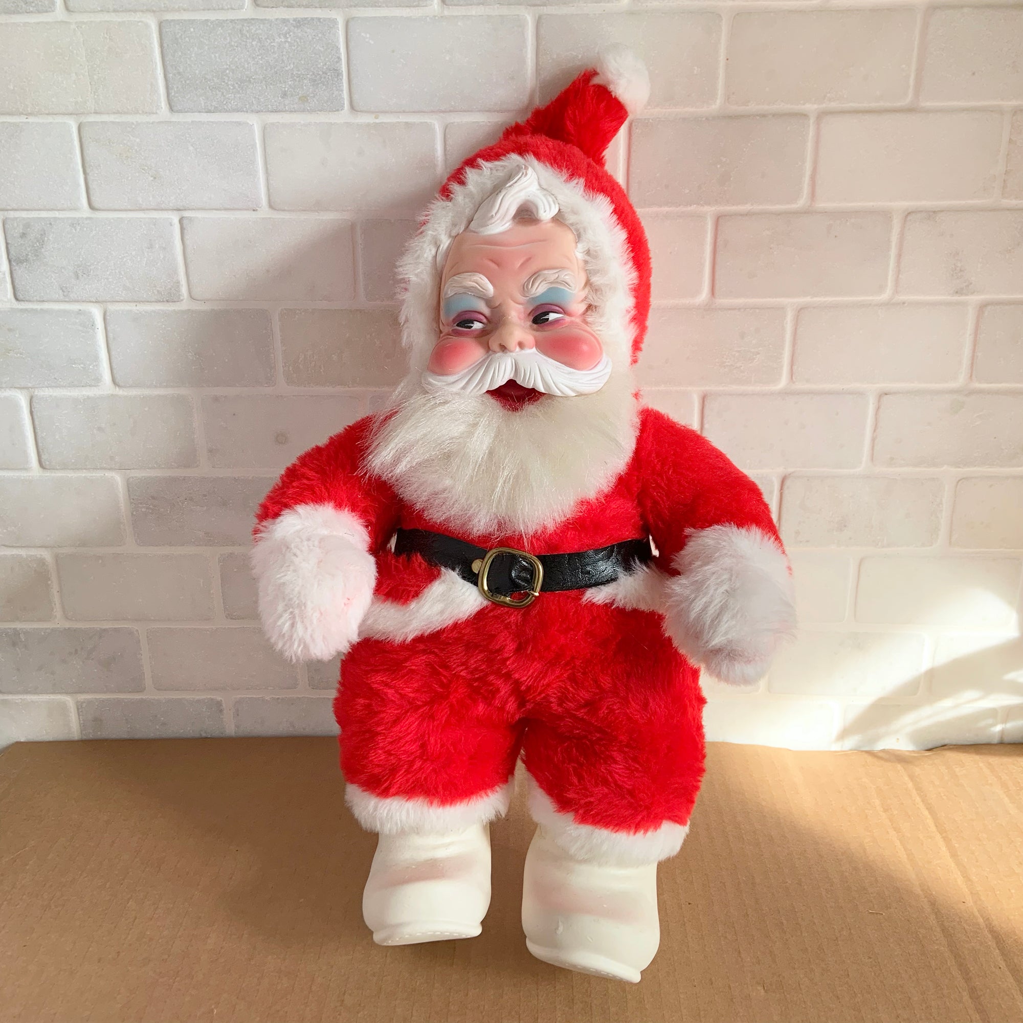 Vintage Rubber Face Santa Claus Plush Stuffed Toy Rushton Company USA Jack s Daughter of All Trades
