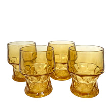 Load image into Gallery viewer, Set of 4 Vintage Amber "Georgian" 9 Ounce Flat Glass Tumbler, Continental Can Company, USA

