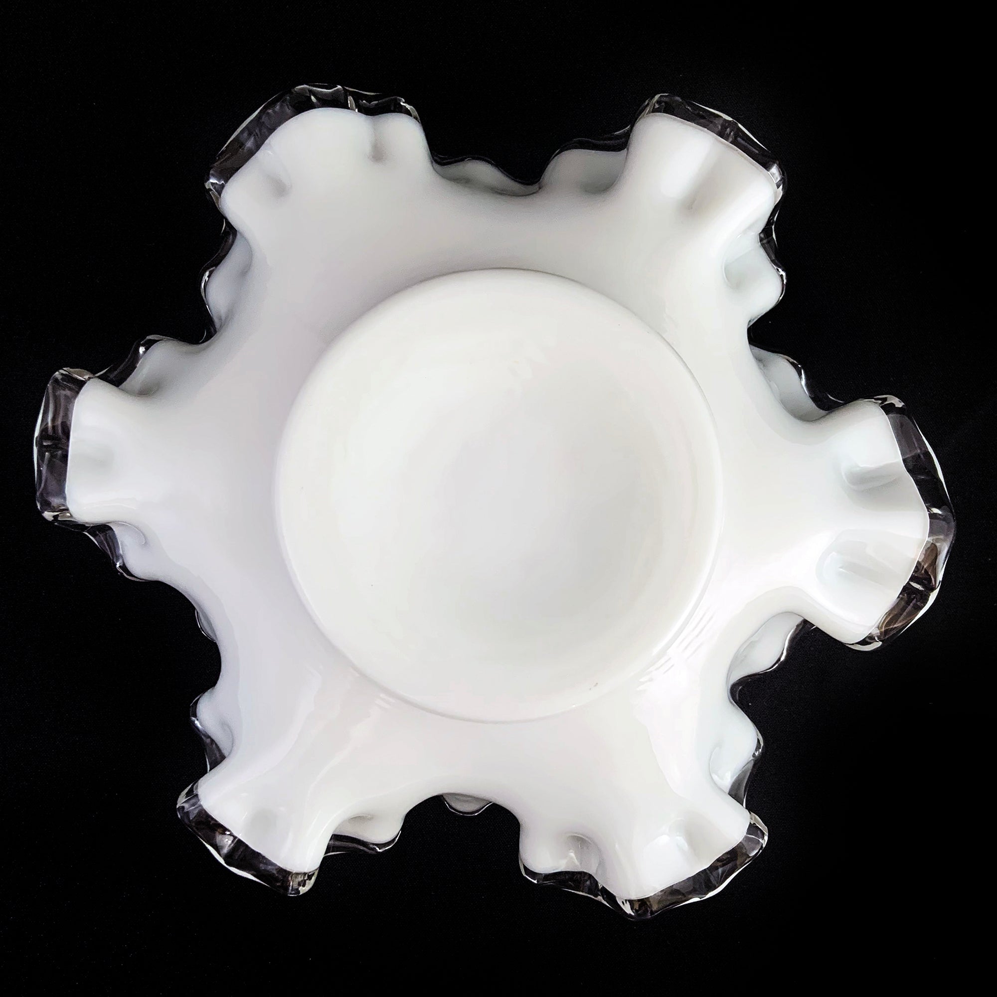 Vintage Silver Crest Double Crimp Bon Bon Fenton Art Glass
