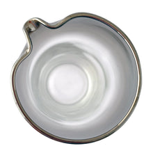 Load image into Gallery viewer, Overhead view of 1960s Vitreon Queen's Lusterware silver fade glass martini carafe, retro cocktail barware USA
