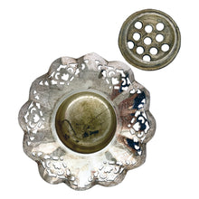 Load image into Gallery viewer, 1950s Benedict-Proctor Canadian silver plate flower frog vase showing age-appropriate patina, 6 x 2 inches
