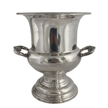 Load image into Gallery viewer, Complete view of vintage WM. A. Rogers silver champagne bucket, 9 × 7⅜ × 8¾ inches
