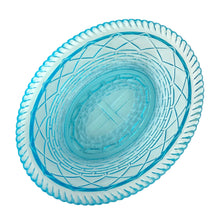 Load image into Gallery viewer, This highly collectible aqua blue pressed glass hen-on-nest is spectacular! Crafted by the Westmoreland Glass Company, USA. Use it as a trinket, soap, catchall, candy or nut dish...or whatever you wish. Makes a fantastic easter decor piece and suits any style....shabby chic, cottage, farmhouse, industrial and we dare say, modern! In excellent condition, no chips or cracks. Marked with embossed WG 1949-1984. Measures 7 1/2 x 5 7/8 x 6 1/4 inches

