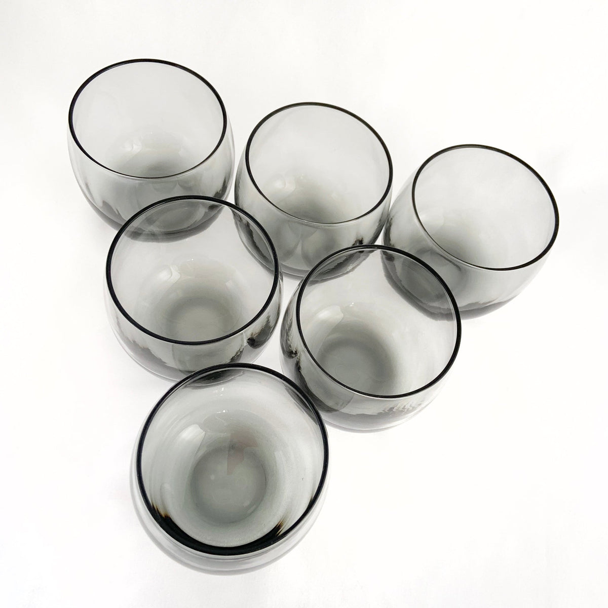 Libbey Smokey Gray Roly Poly Glasses | 1960s Mid-Century Set of 6 ...