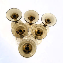 Load image into Gallery viewer, Jacks Daughter of All Trades Vintage Antique Retro Mid-Century Modern Mid Mod Store Shop Reseller Etsy Shopify Toronto Canada Free Porch Pick Up Local Delivery Worldwide Shipping Judy Weinberg Unique Housewarming Hostess Sustainable Gift Home Decor Collectible Collector Him Her Glassware Bar Barware Cart Cocktail Happy Hour Party Luxury High End smokey brown Connoisseur wine glass Libbey Glass 1980s
