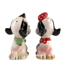 Load image into Gallery viewer, Vintage hand painted Snirky and Sally circus dog salt and pepper shakers. Artmark, Japan, 1950s. Add these adorable kitschy shakers to your collection!

In excellent condition, no chips/cracks/repairs. Unmarked.

Measures 3 x 1 7/8 x 4 1/8 inches
