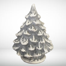 Load image into Gallery viewer, Vintage snow-capped ceramic Christmas tree napkin holder. Made with an Atlantic Mold, circa 1970s. The perfect decorative and practical addition to your holiday table or buffet!

In as found vintage condition, two chips.

Measures 5 1/2 x 7 1/4 inches
