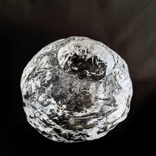Load image into Gallery viewer, Vintage clear textured pressed glass "Snowball" candle holder. Designed by Änn Wärff and for Kosta Boda, Sweden, between 1970s. May be used with wax candle or a one that is battery operated. The perfect piece to add warm glowy ambience to any room!  In excellent condition, free from chips/cracks.  Measures 4 1/8 x 3 1/2 inches (interior dimension is 1 7/8 inches)
