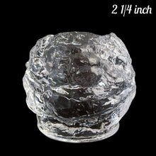 Load image into Gallery viewer, Vintage clear glass snowball or glacier style candle holder #6565. Produced by LE Smith Glass in the USA, between 1970-1979. May be used with wax or battery-operated tea light. The perfect piece to add warm glowy ambience to any room! In excellent condition, free from chips/cracks.
