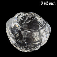 Load image into Gallery viewer, Vintage clear glass snowball or glacier style candle holder #6565. Produced by LE Smith Glass in the USA, between 1970-1979. May be used with wax or battery-operated tea light. The perfect piece to add warm glowy ambience to any room! In excellent condition, free from chips/cracks.
