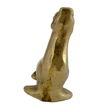 Load image into Gallery viewer, Front view of vintage solid brass seal figurine in upright pose with flippers at sides, aged brass patina, 1970s Taiwan
