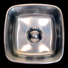 Load image into Gallery viewer, Fabulous vintage mid-century square cake keeper with clear pressed glass footed cake stand featuring a wavy pattern and chrome dome lid with Bakelite handle labeled CAKE in white letters. Crafted by Kromex, Circa 1950s. The perfect way to safely store and keep your pretty cakes fresh and ready to serve!

In excellent condition, minimal wear, no chips to the glass plate.

Cake stand measures 12 5/8 x 1 1/4 inches

Chrome dome measures 11 3/4 x 11 3/4 x 6 inches
