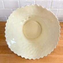 Load image into Gallery viewer, Delightful vintage pale yellow straw hat with green bow ceramic planter pot. Crafted by Falcon Ware, England, 1940s. A charming home for your favourite flowering houseplant or greenery.

In excellent condition, no chips/cracks/repairs.

Measures 7 3/4 x 4 inches
