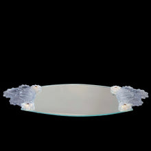 Load image into Gallery viewer, Rare vintage crystal Sunflowers handled mirrored vanity dresser tray. Crafted by Imperial Glass for IRICE Co., 1940s. This tray is absolutely stunning and will add a touch of glamour your bedroom or bath decor.

In excellent vintage condition. The handles are a bit wobbly.

Measures 23 x 9 1/2 inches
