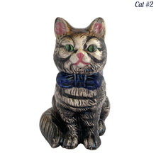 Load image into Gallery viewer, Vintage Hand Painted Figural Tabby Cat Ceramic Planter w/ Blue Bow Tie, Japan
