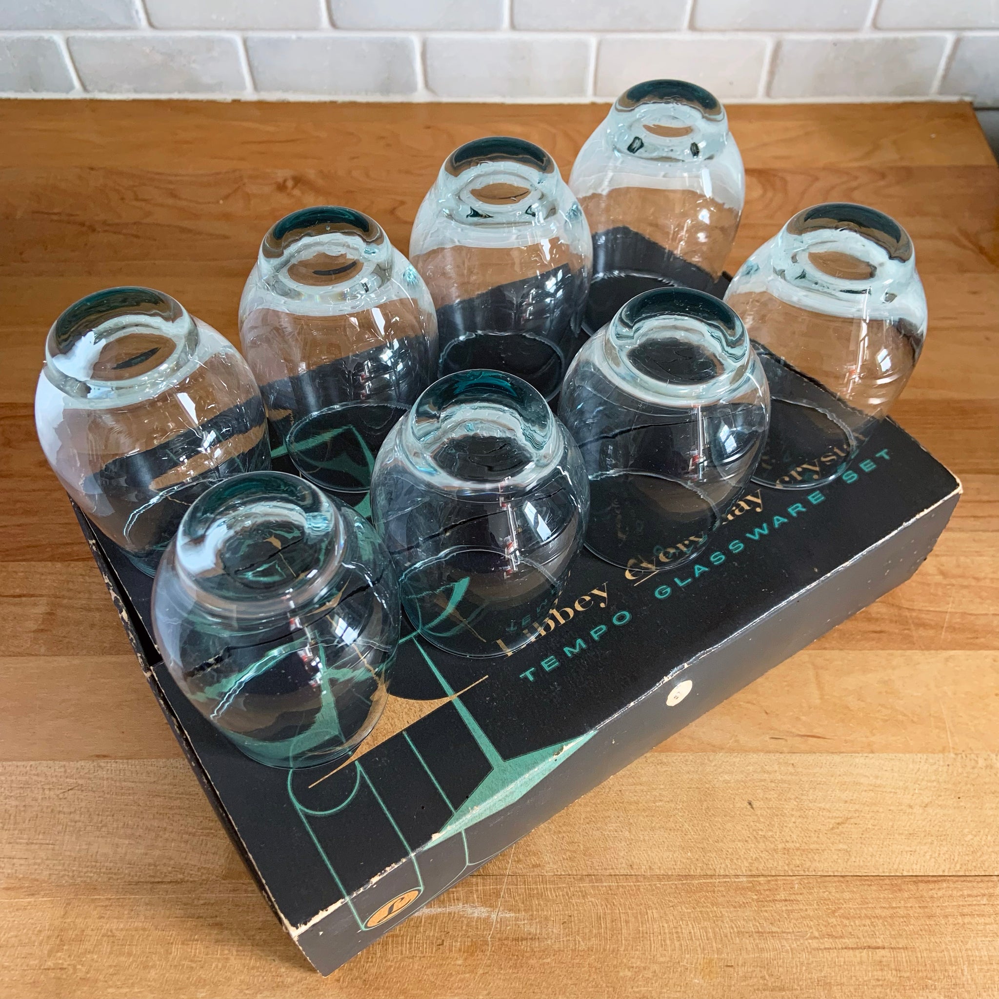 Set of Eight Vintage Cocktail Glasses by Libbey in Original Box