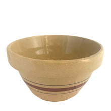 Load image into Gallery viewer, Vintage &quot;Terra&quot; red and blue striped salt glazed stoneware 8 inch, 2 quart mixing bowl. Crafted by Robinson Ransbottom, USA,&nbsp;1980s. A beautiful piece offering a nostalgic vibe to your kitchenware and decor!  In excellent condition, no chips/cracks/repairs. Marked &quot;ROBINSON RANSBOTTOM Roseville, Ohio U.S.A., Sh Mixing Bowl 8&quot; / 2 qt.&quot;  Measures 8 x 4 5/8 inches
