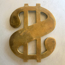 Load image into Gallery viewer, Jacks Daughter of All Trades Vintage Antique Mid-Century Kitsch Store Shop Reseller Etsy Shopify Toronto Canada Free Porch Pick Up Local Delivery Worldwide Shipping Judy Weinberg Unique Housewarming Gift Sustainable Gift Home Decor Collectible Collector Gift Farmhouse Cottagecore Cottage Lodge Shabby Chic Industrial The Buck Stops Here figural dollar sign solid brass paperweight boss gift office decor novelty
