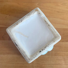 Load image into Gallery viewer, Jacks Daughter of All Trades Vintage Antique Mid-Century Kitsch Store Shop Reseller Etsy Shopify Toronto Canada Free Porch Pick Up Local Delivery Worldwide Shipping Judy Weinberg Unique Housewarming Gift Sustainable Gift Wedding Gift Home Decor Collectible Collector Gift Farmhouse Cottagecore Cottage Lodge Shabby Chic Industrial turquoise lilies and leaves Rustic Line jardiniere planter McCoy Pottery 1945 succulents art pottery

