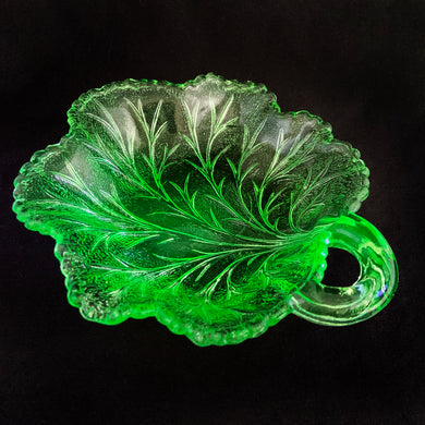 A unique vintage depression era uranium pressed glass 