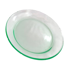 Load image into Gallery viewer, Antique Victorian era hand blown green uranium glass covered butter dish featuring gold, white and blue enamel decoration. Glows beautifully under black light. Crafted by Fenton Art Glass, USA, early 20th century. A stunning piece to add to your glass collection.

In as found vintage condition with wear to the enamel and chips to the dish rim and roughess to the lid rim.

Measures 7 1/8 x 7 1/8 x 5 1/2 inches

