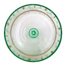 Load image into Gallery viewer, Jacks Daughter of All Trades Vintage Antique Mid-Century Kitsch Store Shop Reseller Etsy Shopify Toronto Canada Free Porch Pick Up Local Delivery Worldwide Shipping Judy Weinberg Unique Housewarming Gift Sustainable Gift Wedding Gift Home Decor Collectible Collector Gift Farmhouse Cottagecore Cottage Lodge Shabby Chic Victorian era hand blown green uranium glass covered butter dish hand painted gold white blue enamel decoration Glows under black light Fenton Art Glass USA early 20th century
