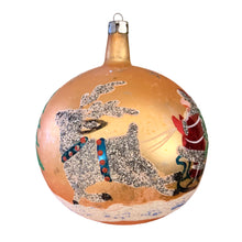 Load image into Gallery viewer, Vintage Fantasia Glass Santa Sleigh &amp; Reindeer Ornament, Poland

