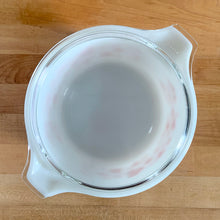 Load image into Gallery viewer, Overhead view of white Opalware PYREX 474-C lid underside showing Cinderella tab handles
