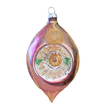 Load image into Gallery viewer, Rear view of vintage pink mercury glass double reflector Christmas ornament was hand-blown and hand-painted in West Germany in the 1950s/1960s
