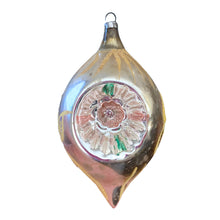 Load image into Gallery viewer, Rear view of Vintage West German Silver Mercury Glass Double Reflector Christmas Ornament
