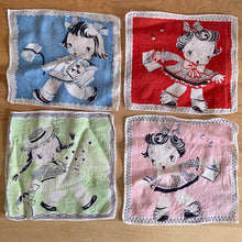 Load image into Gallery viewer, Vintage 1940s Era Whimsical Child&#39;s Cartoon Hankie, Nursery Handkerchiefs
