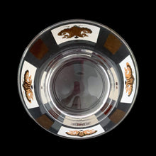 Load image into Gallery viewer, Jacks Daughter of All Trades Vintage Antique Mid-Century Kitsch Store Shop Reseller Etsy Shopify Toronto Canada Free Porch Pick Up Local Delivery Worldwide Shipping Judy Weinberg Unique Housewarming Gift Sustainable Gift Wedding Gift Home Decor Collectible Collector Gift Farmhouse Cottagecore Cottage Lodge Shabby Chic Industrial Hollywood Regency glass chip and dip set white gold Fleurs-de-lis motif metal gold-toned bracket Anchor Hocking 1960s snack bowl party movie night game night entertaining
