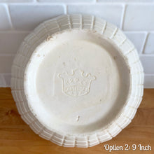 Load image into Gallery viewer, Jacks Daughter of All Trades Vintage Antique Mid-Century Store Shop Reseller Etsy Shopify Toronto Canada Free Porch Pick Up Local Delivery Worldwide Shipping Judy Weinberg Unique Housewarming Gift Sustainable Gift Wedding Gift Home Decor Collectible Collector Gift Farmhouse Cottagecore Cottage Lodge Shabby Chic Industrial white embossed grid squares mixing bowl Robinson Ransbottom Pottery Co RRPCo 1950s stoneware nostalgic kitchenware kitchen decor
