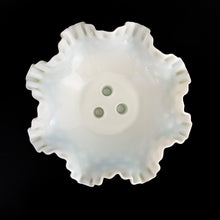 Load image into Gallery viewer, Gorgeous vintage milk glass 4 piece epergne in the &quot;Hobnail&quot; pattern by Fenton Art Glass. This piece is unmarked indicating it was made prior to 1970. This stunning piece is a classic and a perfect collection starter!  The entire piece is in excellent condition, free from chips/cracks.  The bowl measures 10 x 4 inches and each horn is 8 1/2 inches tall, total assembled height is 9 1/2 inches
