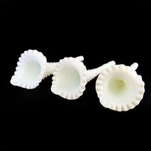 Load image into Gallery viewer, Gorgeous vintage milk glass 4 piece epergne in the &quot;Hobnail&quot; pattern by Fenton Art Glass. This piece is unmarked indicating it was made prior to 1970. This stunning piece is a classic and a perfect collection starter!  The entire piece is in excellent condition, free from chips/cracks.  The bowl measures 10 x 4 inches and each horn is 8 1/2 inches tall, total assembled height is 9 1/2 inches
