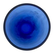 Load image into Gallery viewer, This iconic vintage cobalt blue glass cocktail shaker features white sailboats and sea birds, topped with a chrome lid. Crafted by Hazel-Atlas Glass, USA, 1930s. Reclaim the pleasure of being your home&#39;s star bartending mixologist...no Googling required!

In great vintage condition, no chips. The glass and lid shows age-related wear.

Measures 3 3/4 x 9 3/4 inches

Capacity 24 ounces

