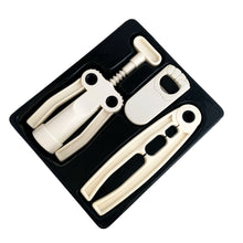 Load image into Gallery viewer, Vintage White Plastic Bar Accessories Set Corkscrew Bottle and Nut Cracker, Hong Kong
