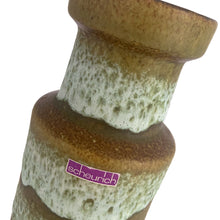 Load image into Gallery viewer, Vintage mid-century moss green and white fat lava glazed art pottery vase, shape 205-32. Crafted by Scheurich, West Germany, 1970s. Add vintage craftsmanship to your home&#39;s decor with this stunning vase!&nbsp;  In excellent condition, no chips/cracks/repairs.  Measures 4 1/2 x 12 3/8 inches
