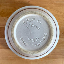 Load image into Gallery viewer, Jacks Daughter of All Trades Vintage Antique Mid-Century Kitsch Store Shop Reseller Etsy Shopify Toronto Canada Free Porch Pick Up Local Delivery Worldwide Shipping Judy Weinberg Unique Housewarming Gift Sustainable Gift Wedding Gift Home Decor Collectible Collector Gift Farmhouse Cottagecore Cottage Lodge Shabby Chic Industrial Utilitarian Williamsburg blue stripe salt glazed stoneware mixing bowl Robinson Ransbottom Pottery Co RRPCo 2000 - 2001  kitchen
