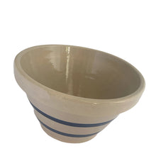 Load image into Gallery viewer, Vintage &quot;Williamsburg&quot; blue stripe salt glazed stoneware mixing bowl. Crafted by Robinson Ransbottom, USA, 2000 - 2001. A beautiful piece to give a nostalgic vibe to any kitchen!  In excellent condition, no chips/cracks/repairs. Marked &quot;ROBINSON RANSBOTTOM Roseville, Ohio U.S.A., Sh Mixing Bowl 8&quot; / 2 qt.&quot;  Measures 8 x 4 5/8 inches
