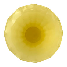 Load image into Gallery viewer, Vintage yellow &quot;Royal&quot; pineapple shaped glass trumpet vase. Crafted by Anchor Hocking, USA, circa 1930s. This graceful vase will look stunning with any floral arrangement. In excellent condition, fee from chips. Minor wear to the bottom. Measures 6 1/2 x 8 ¾ inches
