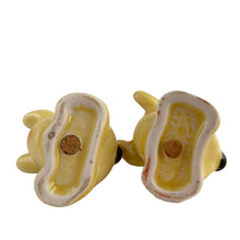 Load image into Gallery viewer, Jacks Daughter of All Trades Vintage Store Shop Etsy Shopify Toronto Canada Free Porch Pick Up Local Delivery Worldwide Shipping Judy Weinberg Unique Hostess Sustainable Gift Home Decor Collector Day Farmhouse Cottagecore Cottage Grannycore Shabby Chic Kitchen Collectible Decor Tableware hand painted yellow Snuggle Hugs hugging bears salt and pepper shakers. Designed by Ruth Van Tellinger USA 1940s adorable kitschy 
