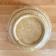 Load image into Gallery viewer, Jacks Daughter of All Trades Vintage Antique Mid-Century Kitsch Store Shop Reseller Etsy Shopify Toronto Canada Free Porch Pick Up Local Delivery Worldwide Shipping Judy Weinberg Unique Housewarming Gift Sustainable Gift Wedding Gift Home Decor Collectible Collector Gift Farmhouse Cottagecore Cottage Lodge Shabby Chic Industrial two quart brown striped yellow ware impressed mixing bowl No. 305 Robinson Ransbottom USA 1920s nostalgic kitchenware kitchen decor
