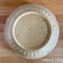 Load image into Gallery viewer, Jacks Daughter of All Trades Vintage Antique Mid-Century Modern Store Shop Reseller Etsy Shopify Toronto Canada Free Porch Pick Up Local Delivery Worldwide Shipping Judy Weinberg Unique Housewarming Sustainable Home Decor Collectible Collector Gift Farmhouse Cottagecore Cottage Grannycore Shabby Chic white red striped yellow ware impressed 4 quart mixing bowl No. 391 pie crust impressed rim band Robinson Ransbottom Pottery Co 1920s stoneware nostalgic kitchen kitchenware decor
