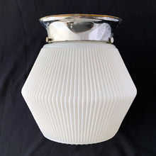 Load image into Gallery viewer, Vintage Art Deco Ceiling Globe Light Fixture Clear Web Chrome Fitter and Satin Glass Shade Electric Lighting Home Decor Boho Bohemian Shabby Chic Cottage Farmhouse Victorian Mid-Century Modern Industrial Retro Flea Market Style Unique Sustainable Gift Antique Prop GTA Eds Mercantile Hamilton Freelton Toronto Canada shop store community seller reseller vendor porch
