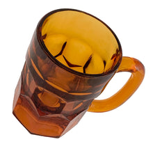 Load image into Gallery viewer, Outstanding heavy amber glass beer mug with a diamond thumbprint design. Holds one pint.  In excellent condition, no chips or cracks.  Measures 3-1/4&quot; x 4-3/4&quot; (without the handle)
